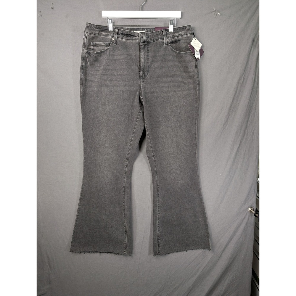 Ava & Viv Womens Plus 18W High Rise Flare Jeans Charcoal Gray Raw Hem New